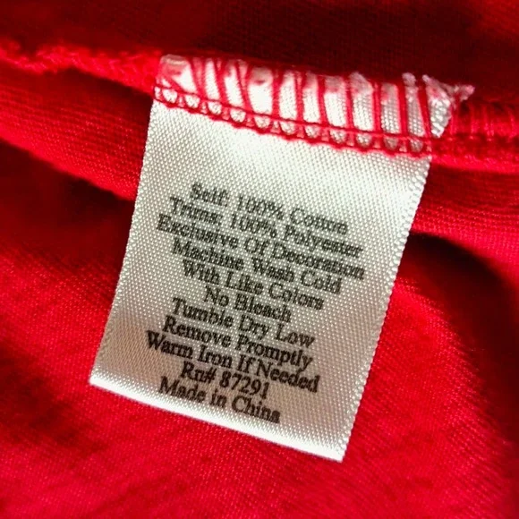 Johnny Was Love Bird Floral Embroidered Flutter Short Sleeve Top Tee Red Sz Med - Picture 8 of 8